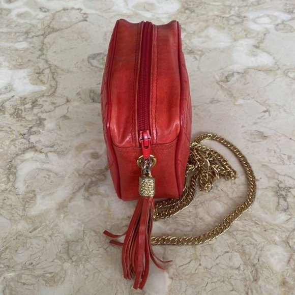 Vintage High?Fashion Quilted Red Leather Chain Strap Box Bag - Picture 4 of 10